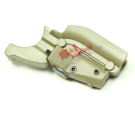 Red laser device for M92 pistol with lateral grooves